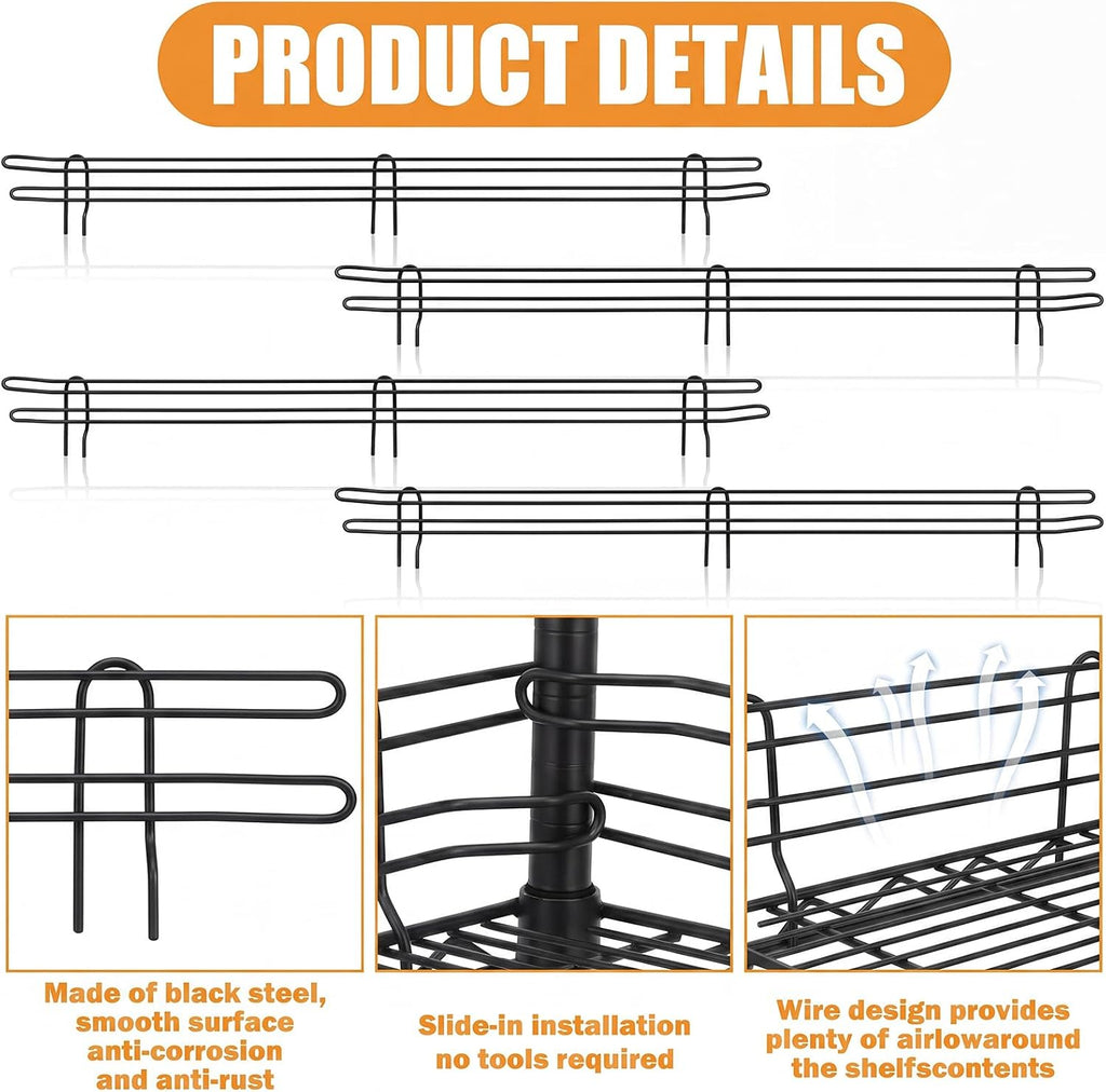 4 Pcs Black Chrome Wire Shelf Ledge, 48" L x 4" H