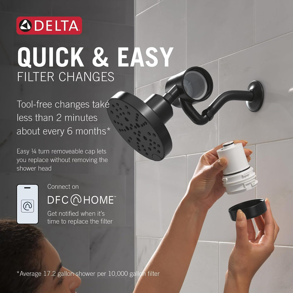 Faucet Clarifi Premium Shower Filter Attachment with Filter, Hard Water Shower Filter, Shower Head Filter, Matte