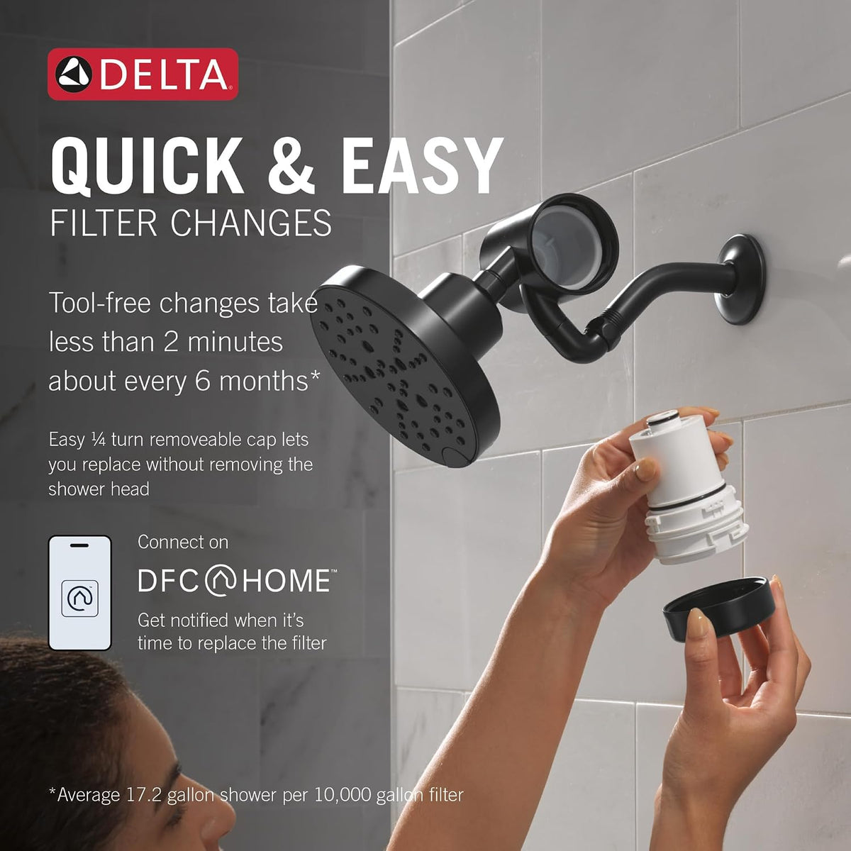 Faucet Clarifi Premium Shower Filter Attachment with Filter, Hard Water Shower Filter, Shower Head Filter, Matte