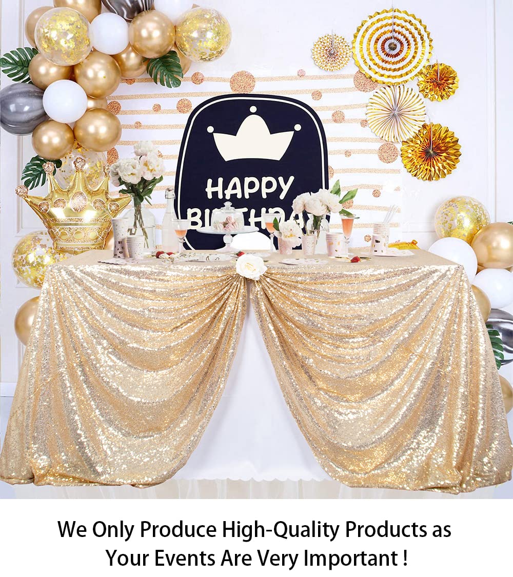 Sequin Rectangular 60x102-Inch Tablecloth,Light Gold
