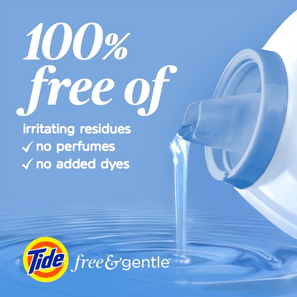 Free & Gentle Liquid Laundry Detergent, 80 Loads, 105 fl oz, Tide Laundry Detergent, Clean Laundry Detergent