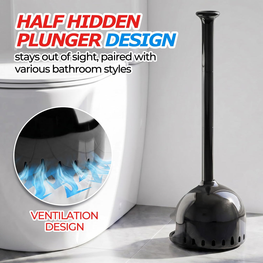 Toilet Plunger with Holder Heavy Duty Bathroom Clog Remover