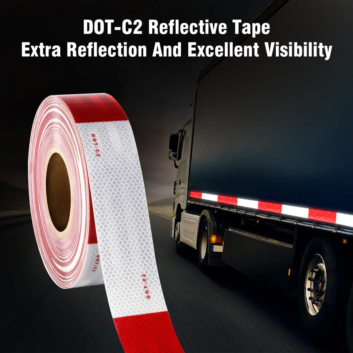 DOT-C2 Reflective Tape for Trailers & Signs, 2 Inch x 200 Feet