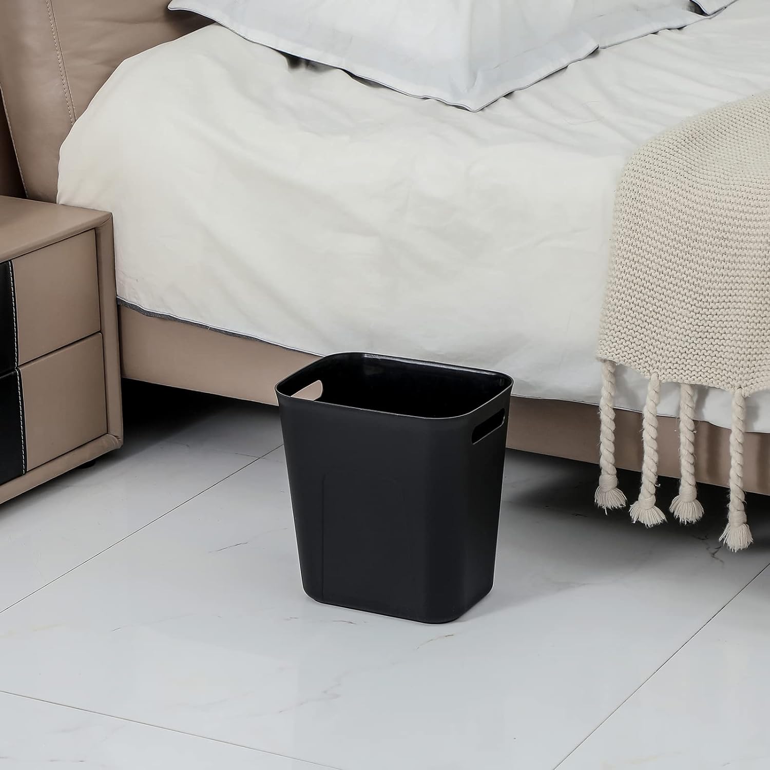 Plastic Small Trash Can Wastebasket, Garbage Container Basket for Bathrooms, Laundry Room, Kitchens, Offices, Kids