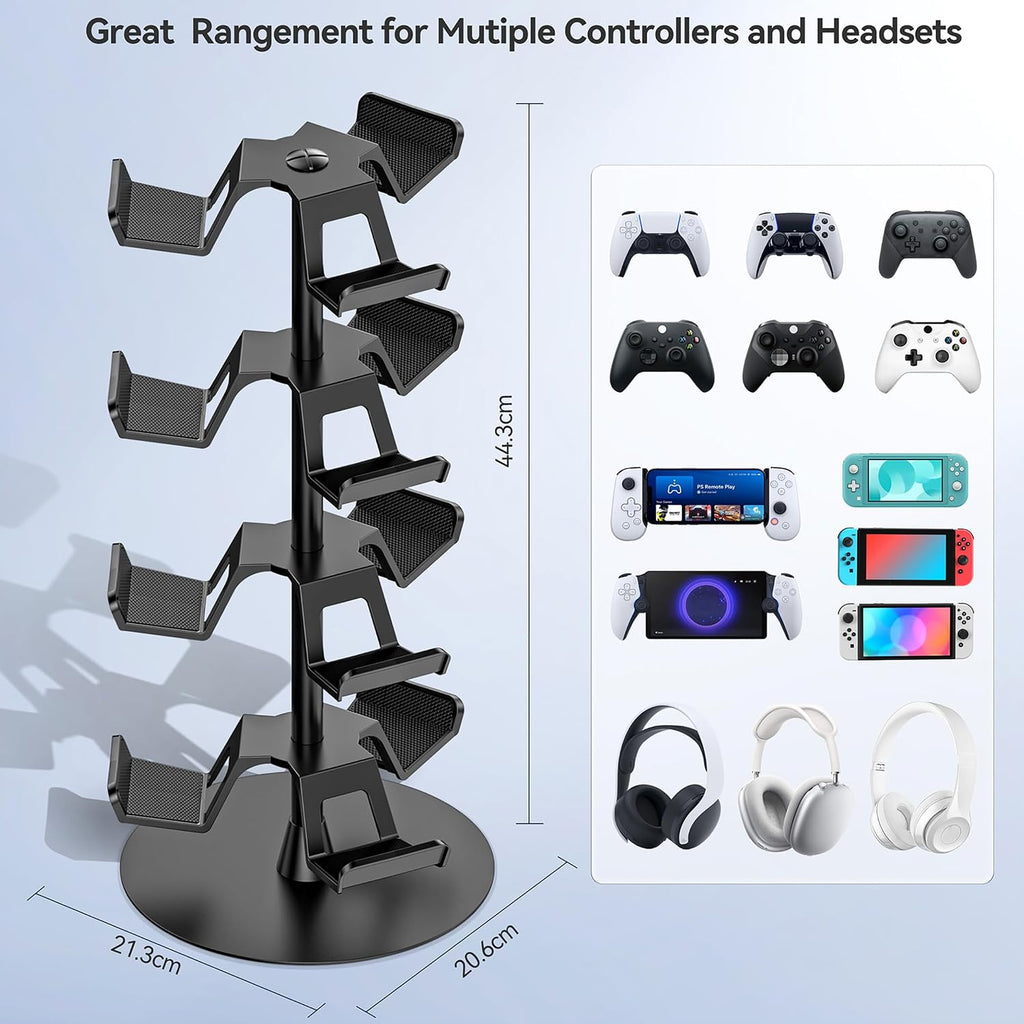 Headset Stand 4 Tiers for Desk, Rotatable Gaming Controller Stand for PS5/PS4/Xbox/Switch2/PS Portal/Phone, Universal