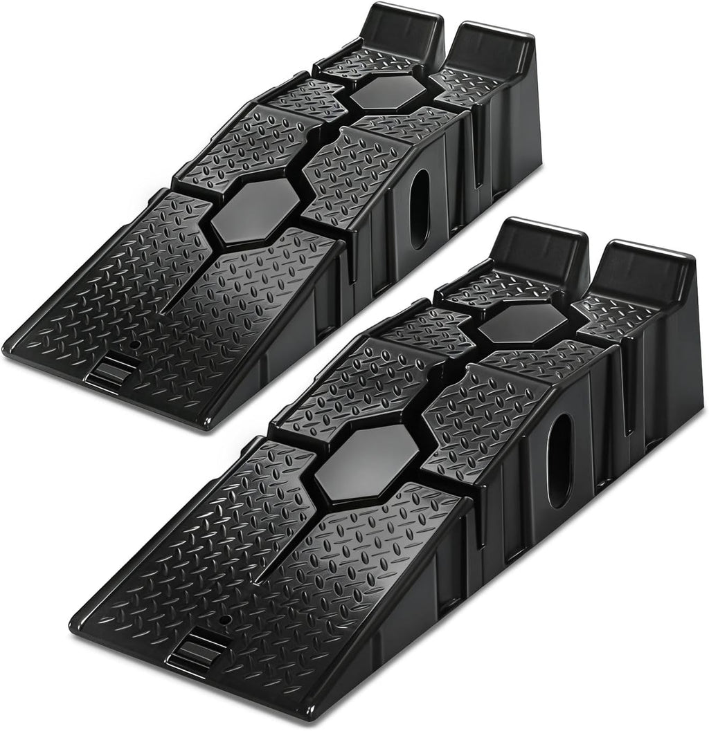 7" Car Lift Ramp, 9" Working Width, 2-Pack Vehicle Parking Ramp Stand - 2.5 T G.V.M Capacity for One Pair
