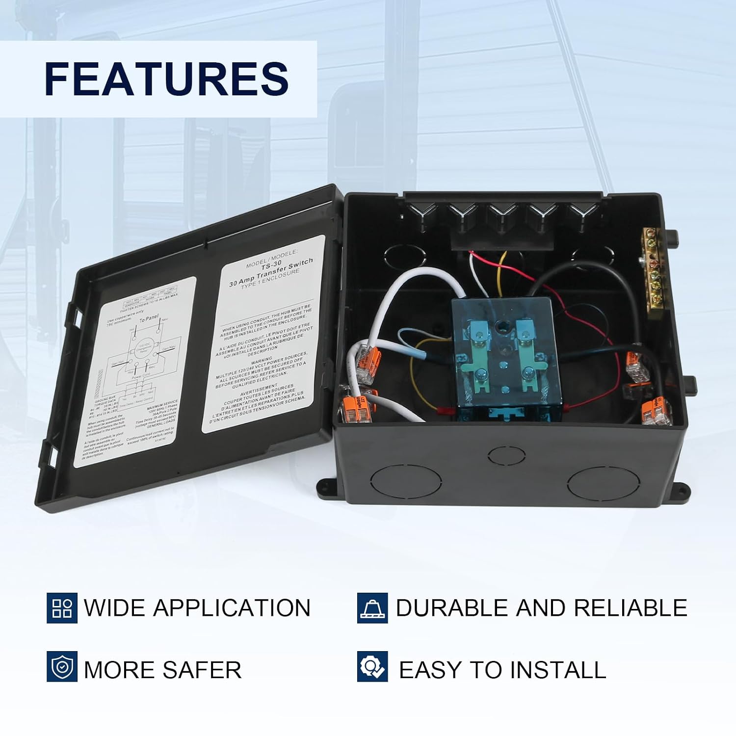 30 Amp Automatic Transfer Switch, Rated 120VAC Applied to RV