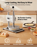 Manual Pizza Dough Press Machine, 9.5 inch Pizza Pastry Press Plate, Stainless Steel Bread Presser, Commercial