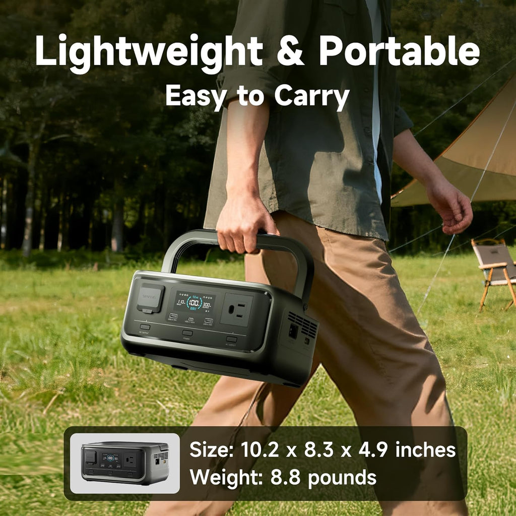 VOLIX P300 Portable Power Station, 256Wh LiFePO4 Battery, 300W Solar Generator(600W peak), <20ms UPS, MPPT 110W Max