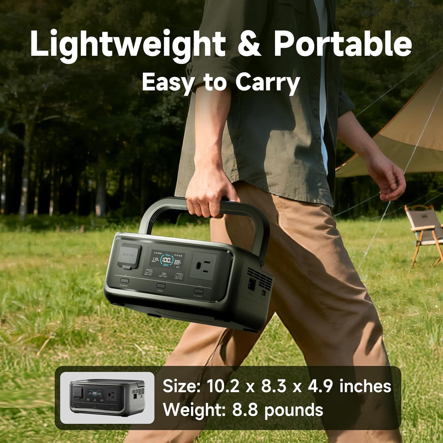 VOLIX P300 Portable Power Station, 256Wh LiFePO4 Battery, 300W Solar Generator(600W peak), <20ms UPS, MPPT 110W Max