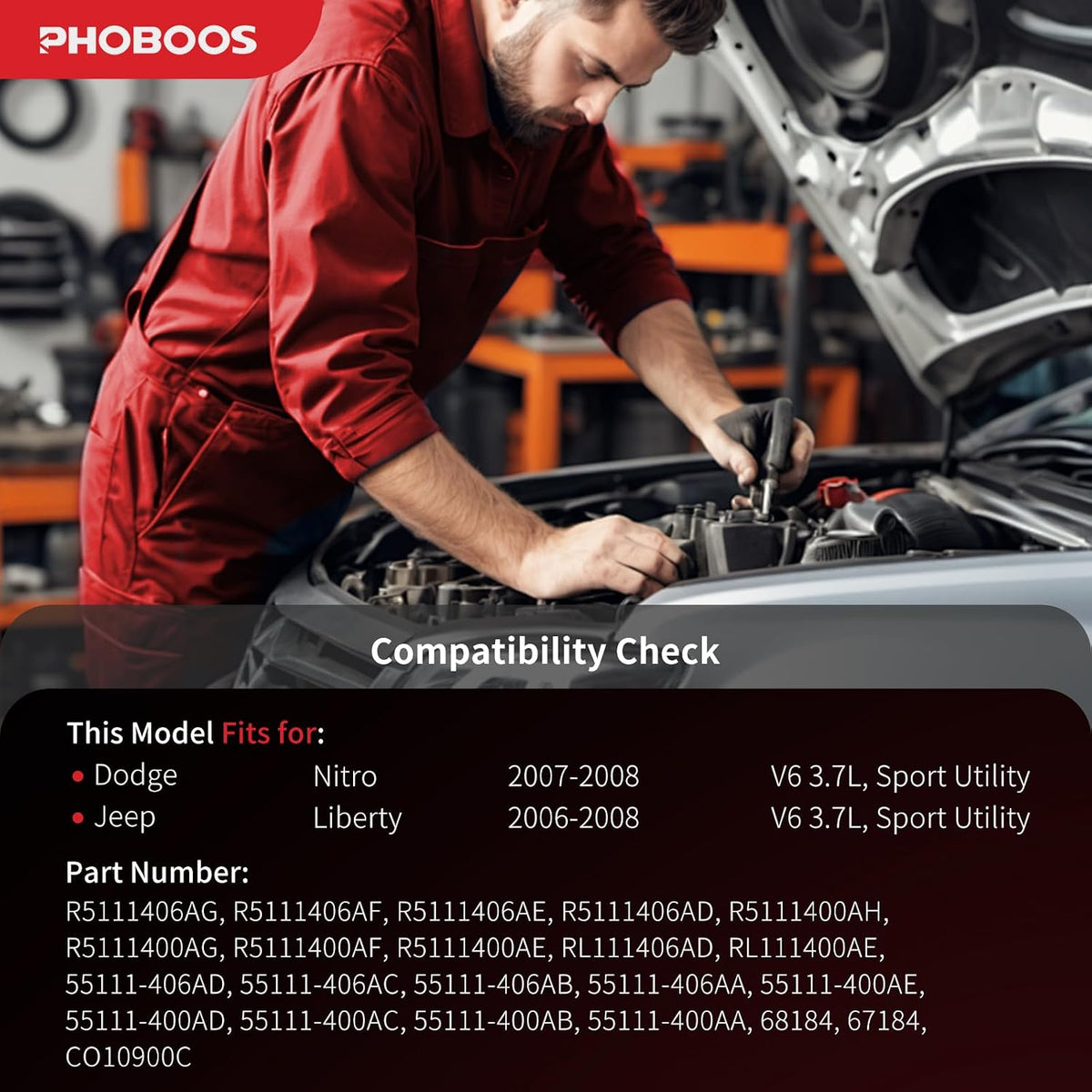 PHOBOOS A/C Compressor with Clutch Compatible with Dodge & Jeep