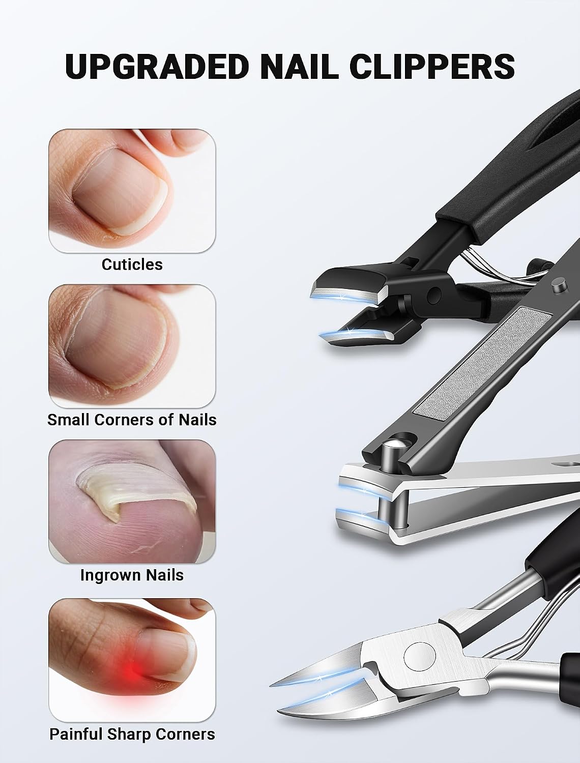 Toenail Clippers for Seniors Thick Toenails, Sharp Ingrown Toenail Clippers Nail Cutter Long Handle with Wide Jaw for