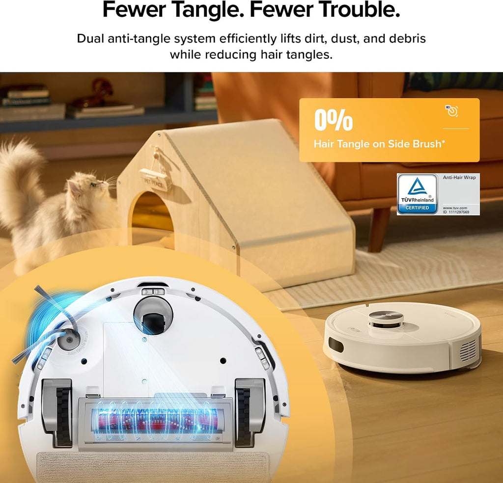 Q7 M5+ Robot Vacuum and Mop, Up to 7-9 Weeks Self-Empty, 10000Pa | Upgraded from Q5 Max+, Dual Anti-Tangle System for