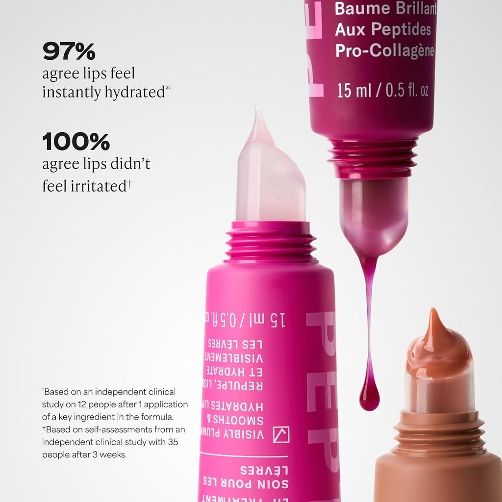 Pro-Collagen Peptide Gloss Lip Balm, Hydrates & Smooths Lips, Sheer & Glossy Finish for Fuller Lips, Sheer Tint