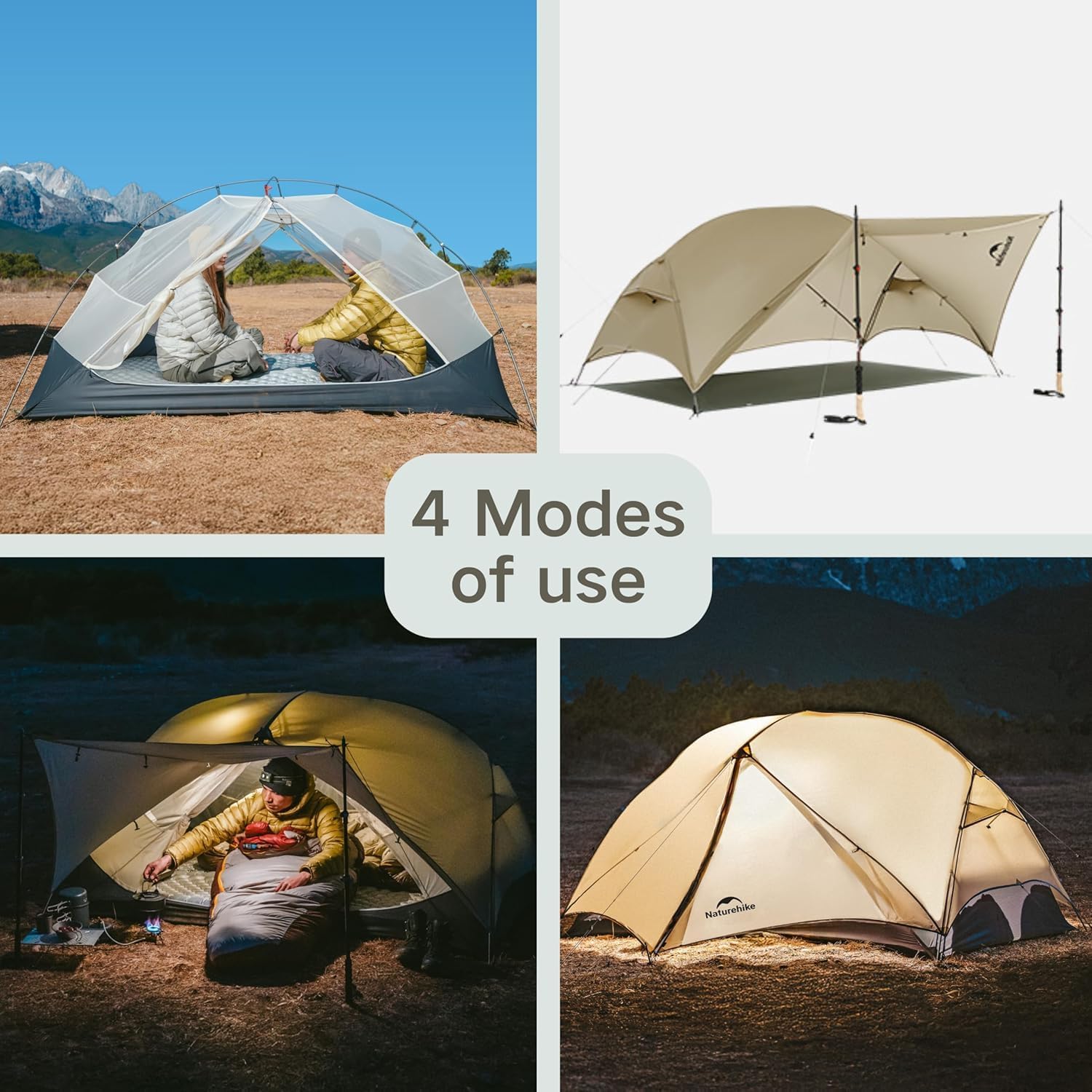 Naturehike Mongar UL Tent [2025 Upgrade] - 1-2 Person Ultralight 3 Season Camping Tent, Waterproof One Person Two