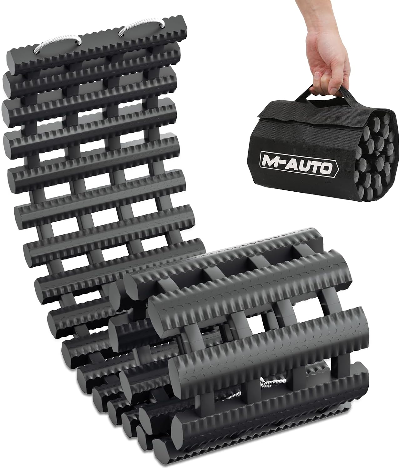 Snow Tire Traction Mats Portable Recovery Tracks for Vehicle in Mud, Snow, Ice, and Sand, 32" Coilable Recovery