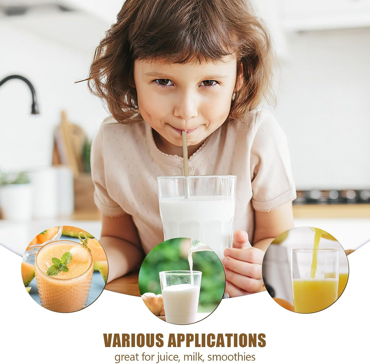 Sugarcane Straws, 200PCS Drink Straws Disposable for Hot Cold Drinks