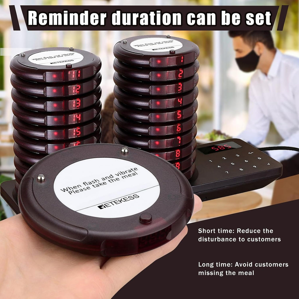 TD163 Coaster Pager System, Pagers for Restaurants, 20 Beepers