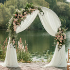 Ivory Wedding Arch Draping Fabric Backdrop Drapes Sheer 2 Panels