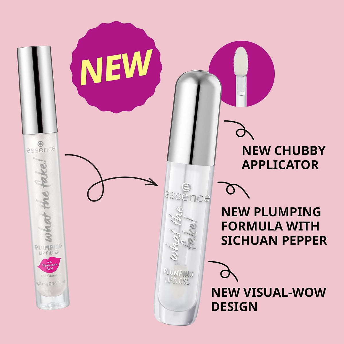essence What The Fake! Plumping Lip Gloss, Transparent (100 | Sheer Genius)
