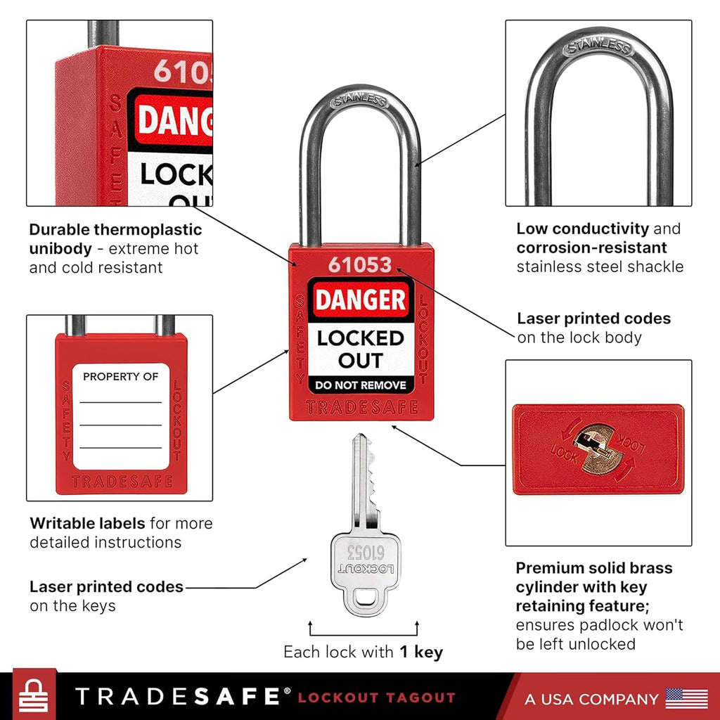 Electrical Lockout Tagout Kit, Loto Kit, 1 Key Per Loto Lock