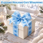 Winter Snowflake Wired Ribbon 2 Rolls, Snowflake Fabric Ribbon