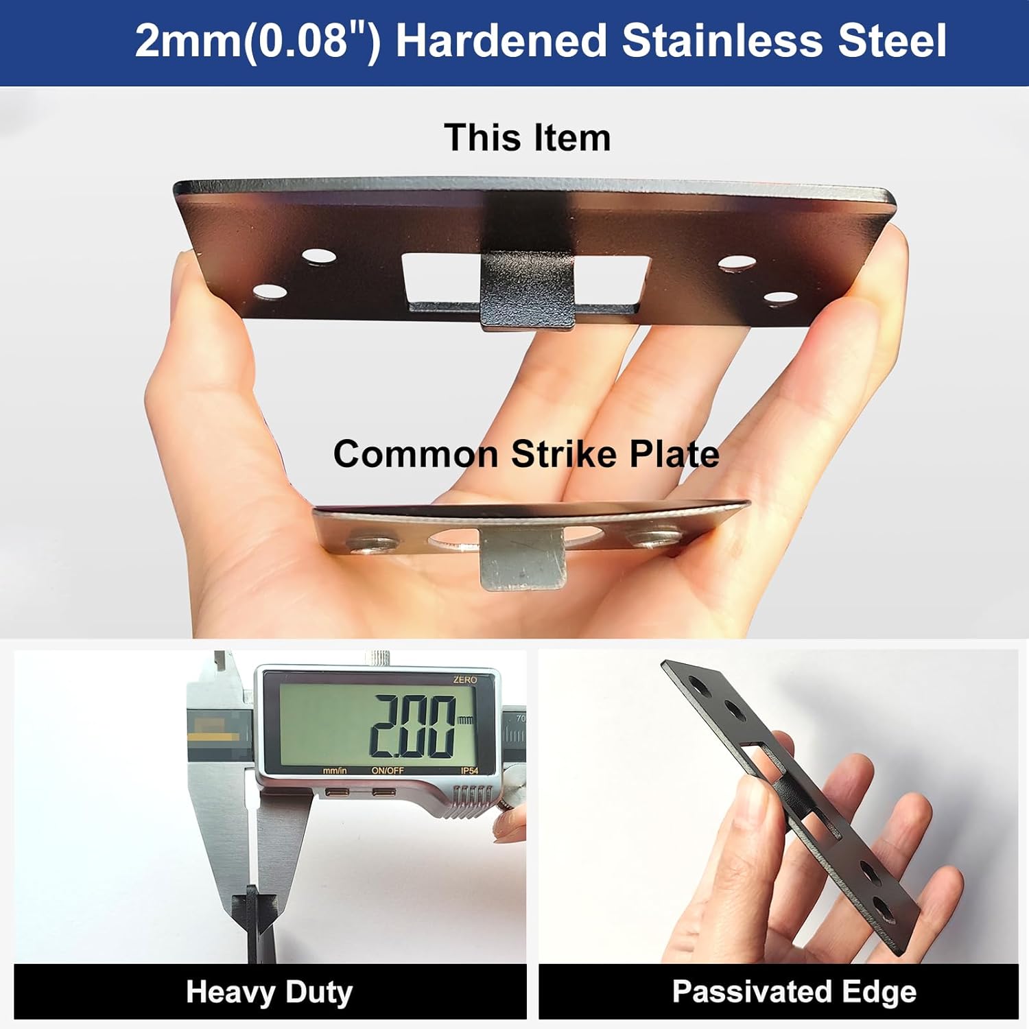 Oversized Door Strike Plate, Heavy Duty Version Reinforced Striker | Enlarged Hole/Opening, Fix Door won't Latch In