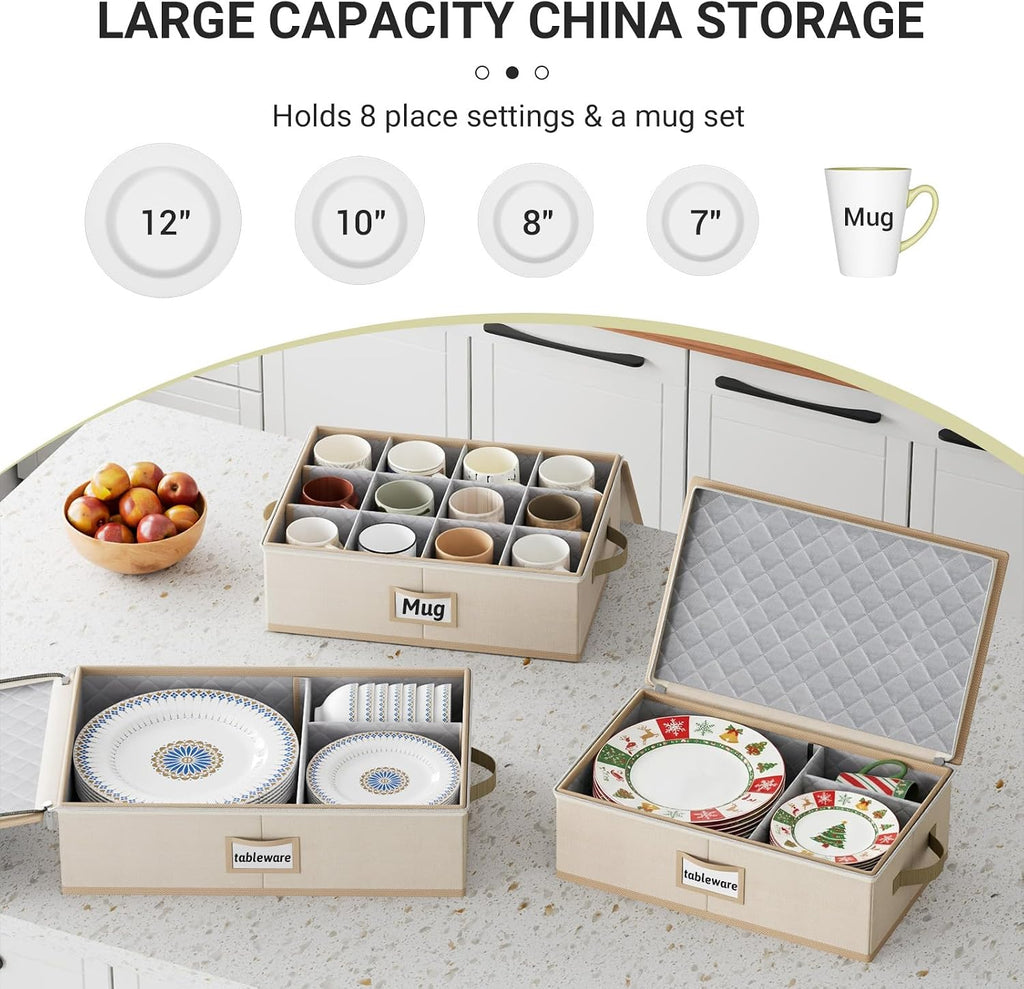 Large Capacity China Storage Containers Hard Shell Plate Storage Containers, Kitchen Packing Moving Boxes for Dishes