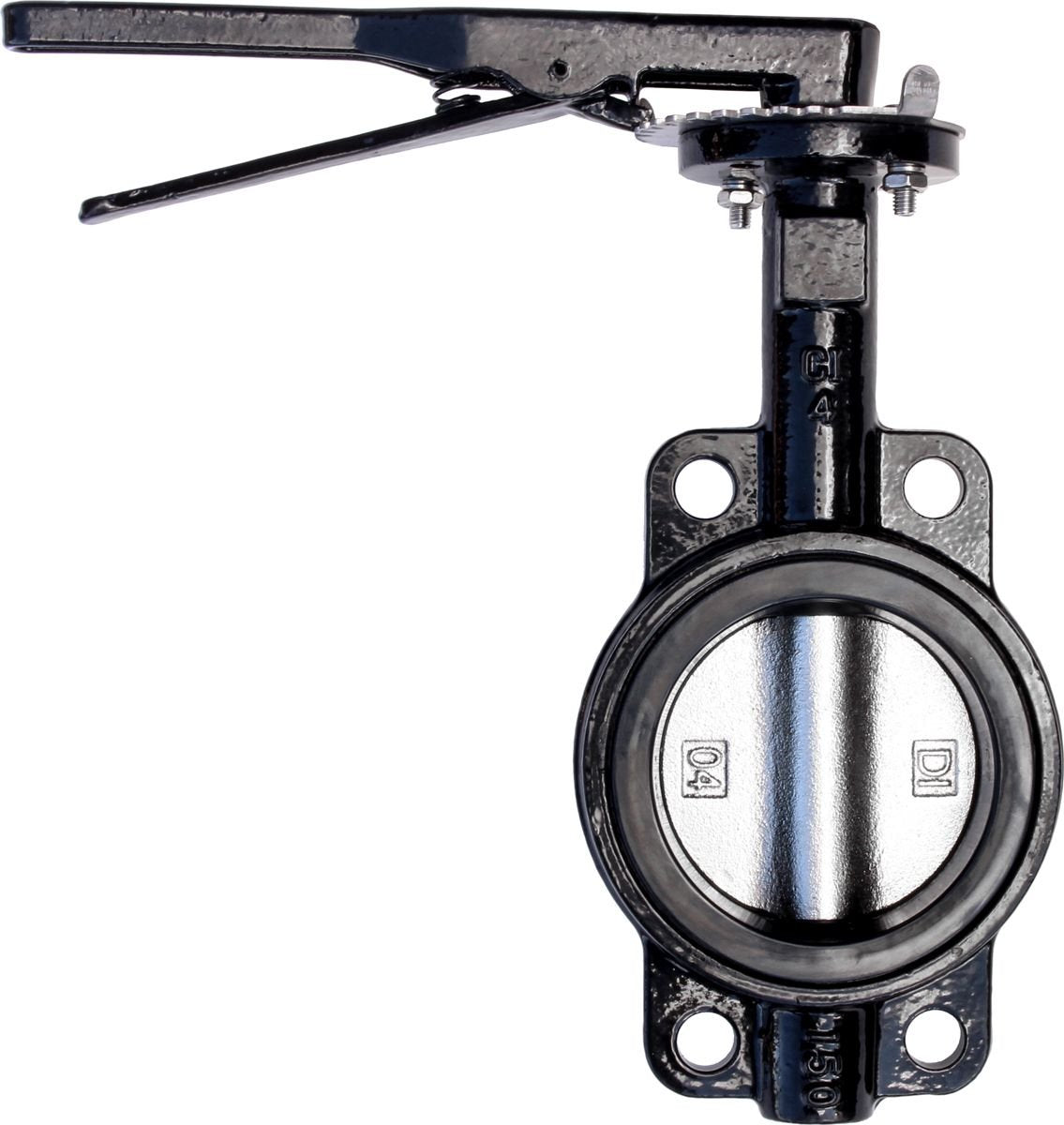 RKLO4 Cast Iron Butterfly Valve, Lever Style, EPDM, Black, 4"