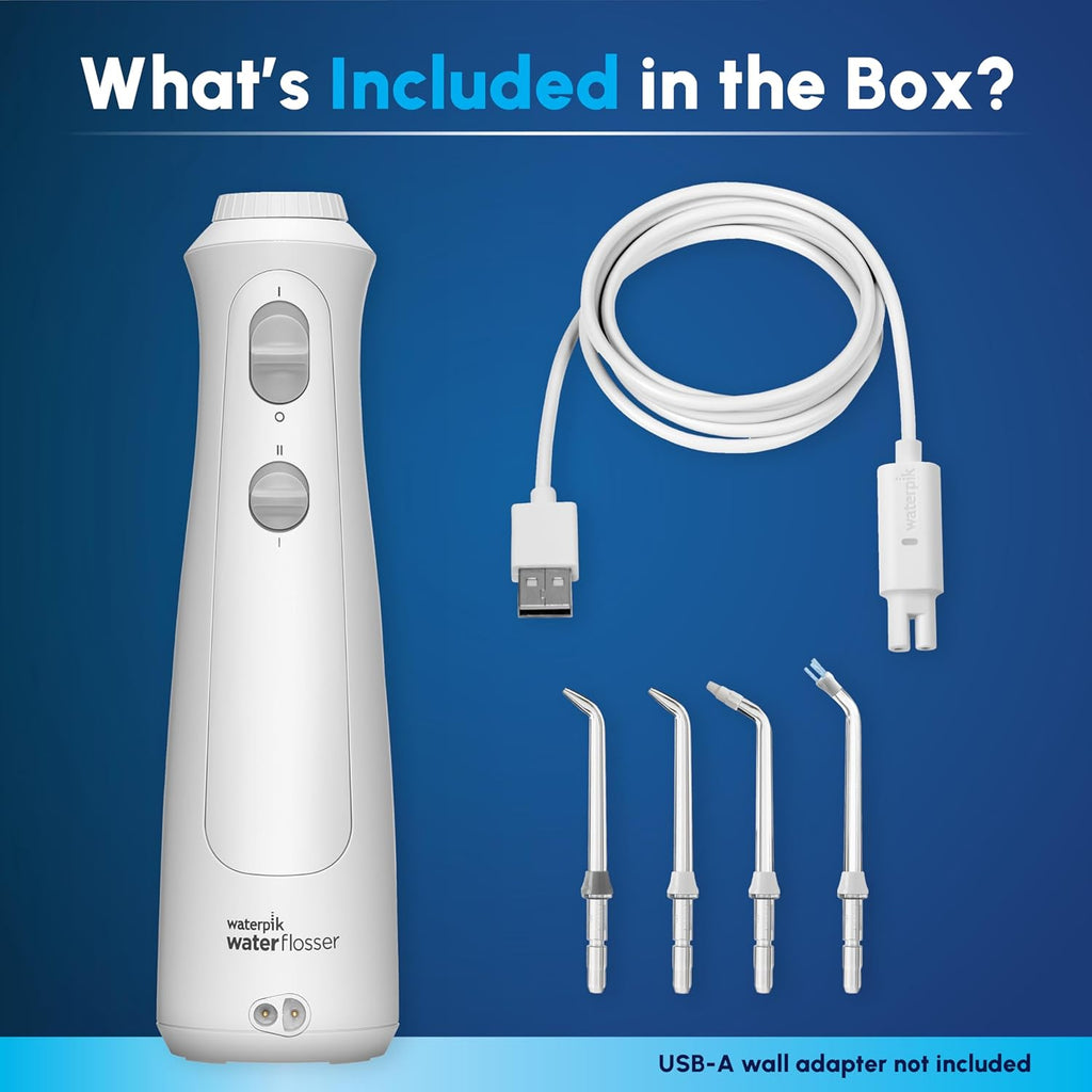 Cordless Pearl Rechargeable Portable Water Flosser for Teeth, Gums, Braces Care and Travel, Extra Quiet, 4 Flossing