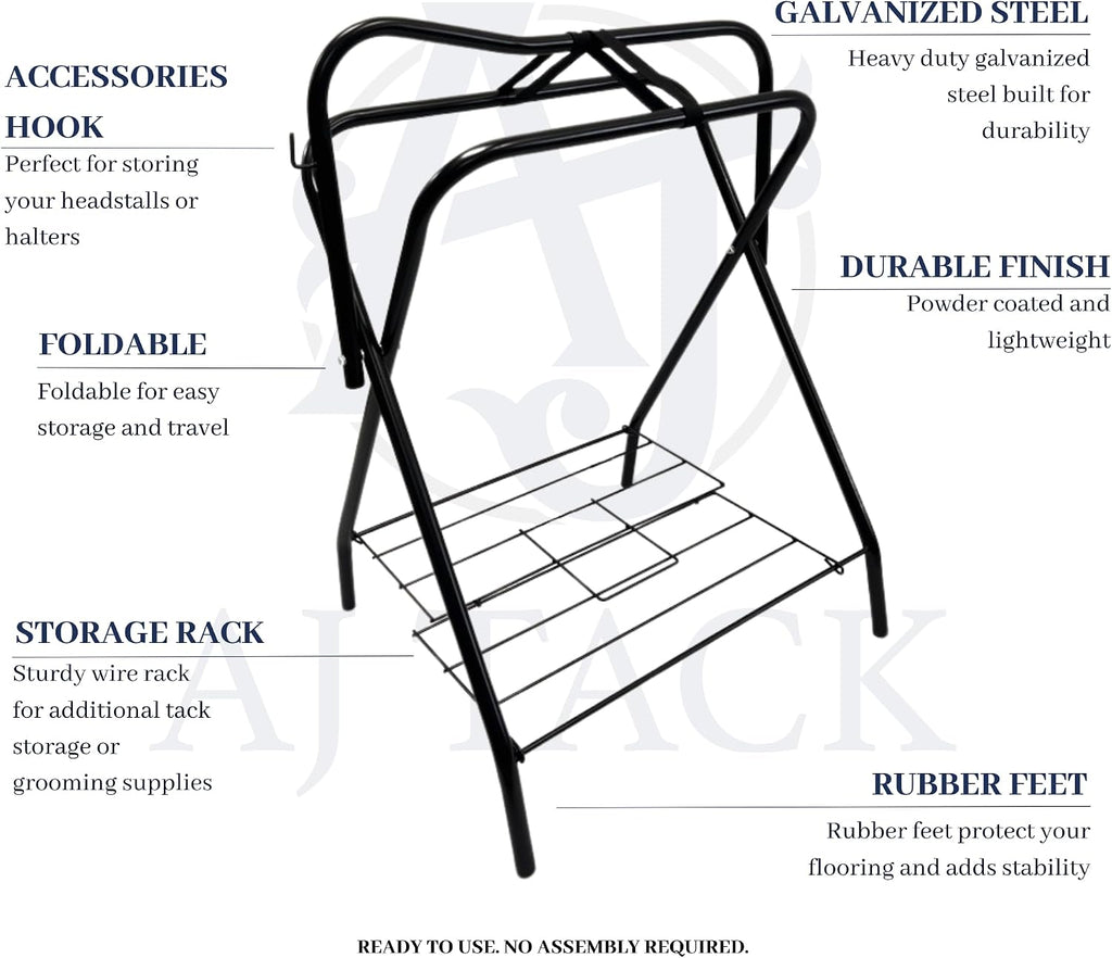 Portable Folding Saddle Rack, Full Size, Powder-Coated Steel