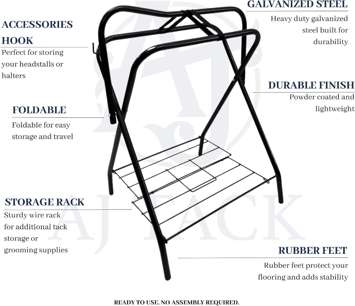 Portable Folding Saddle Rack, Full Size, Powder-Coated Steel