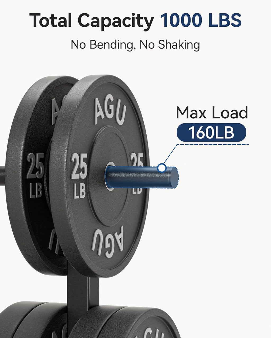 Movable Olympic Weight Plate Tree with 6 Metal Pegs | Fits 1" & 2" Weight Plates, Heavy Duty Storage Rack with