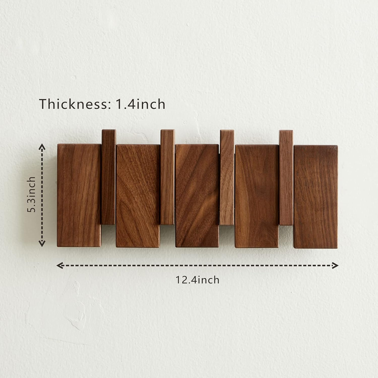 Wooden Coat Hooks Wall Mounted, Coat Rack Hanger Wall Mount with 4 Hooks, Heavy Duty Coat Hooks for Hanging