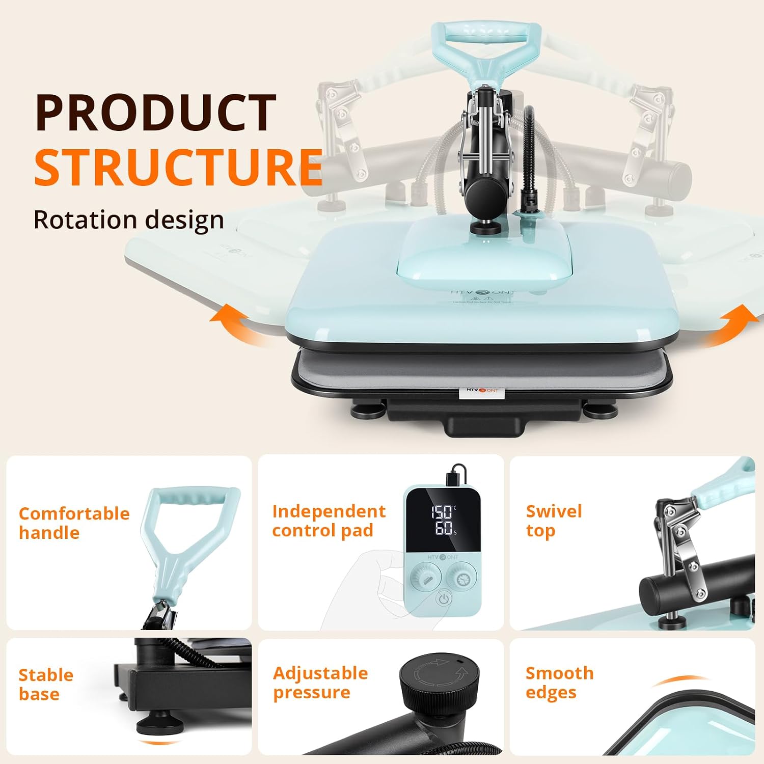 Heat Press Machine 15x15 - Swing Away Shirt Press for Sublimation | 1500W Rapid EvenHeating, Adjustable pressure knob