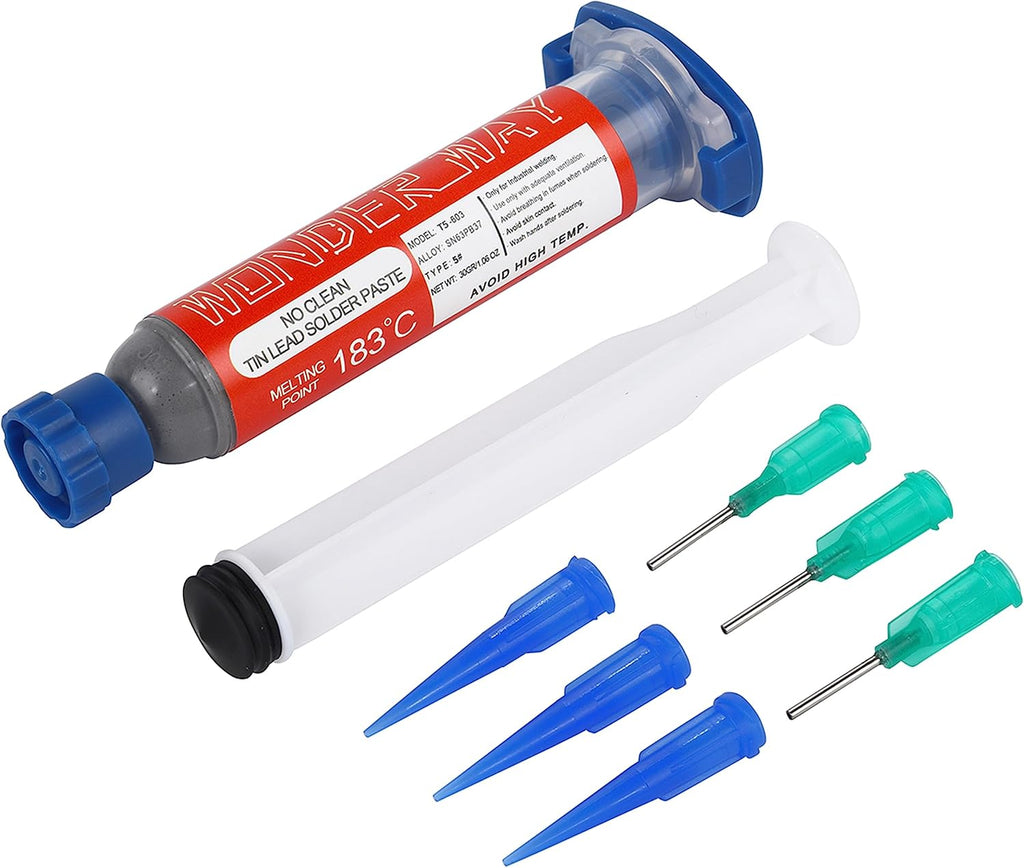 Wonderway Sn63/Pb37 T5 Tin Lead Solder Paste No Clean, 183℃ Melting Point (30g)