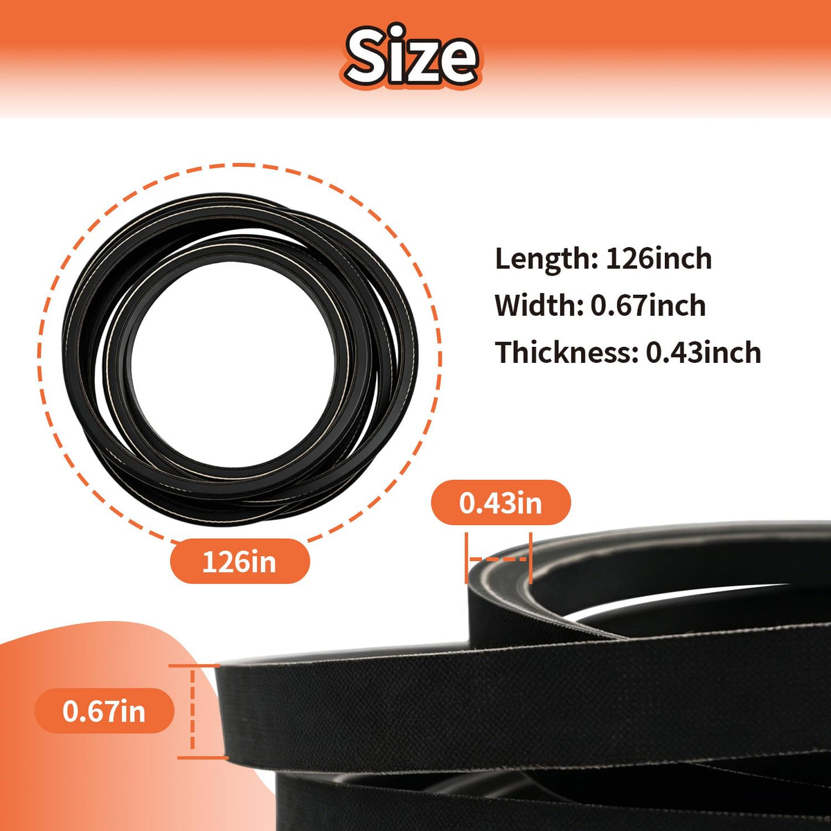 07200816 Mower Deck Drive Belt Compatible with Ariens Apex 52 / Apex CE 52 / Zenith 52 Gravely ZTHD52 / Pro-Turn Z 52 / Pro-Turn ZX 52 Lawn Mower with 52inch Decks (126" x 5/8")