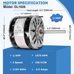 DL1026 Direct Drive Blower Motor 1/4 HP 115V, 1075 RPM 3-Speed