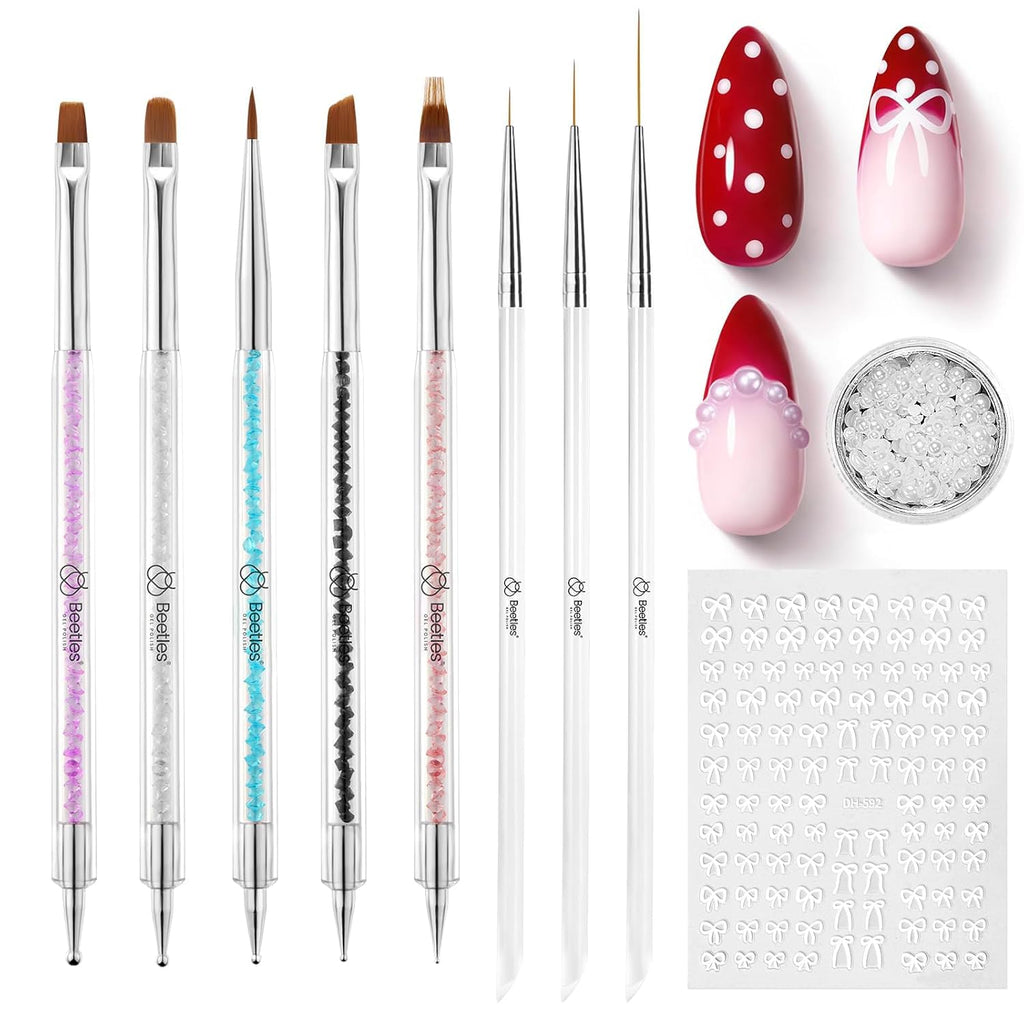 Beetles Nail Art Brushes 8pcs – Crystal Nail Art Tools Double-headed