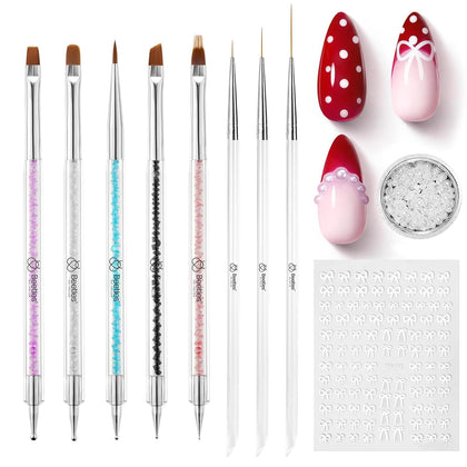Beetles Nail Art Brushes 8pcs – Crystal Nail Art Tools Double-headed