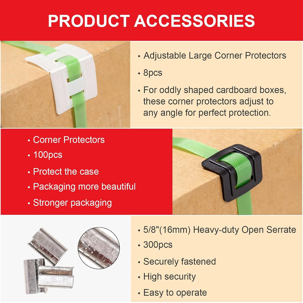 Banding Strapping Kit with 5/8" x1100 ft Polyester Band PET Strapping Roll