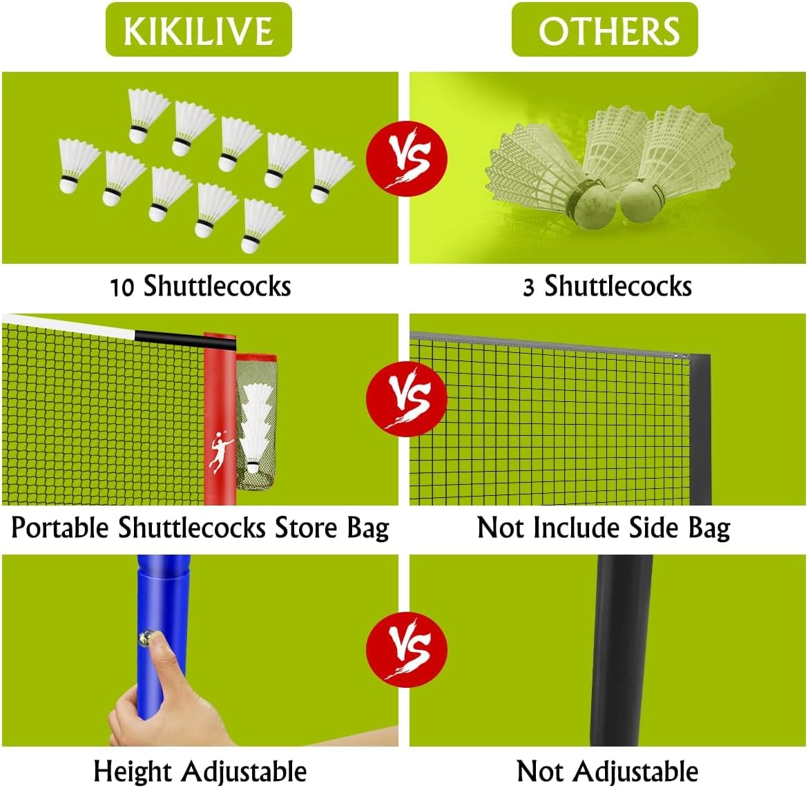 Pickleball Badminton Net Set for Backyards, All-in-One Portable Volleyball Combo Set with Adjustable Net, Volleyball