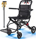 Lightweight Transport Wheelchair for Adults & Seniors, 19 lbs Folding Travel Wheelchair with 18.1" Seat, Portable