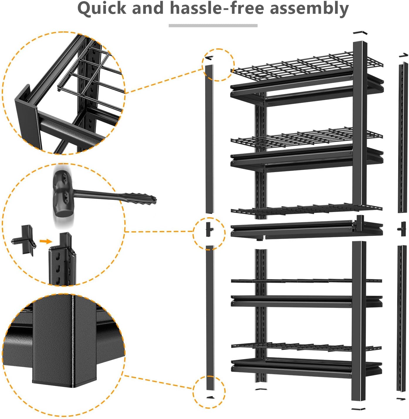 72" Storage Shelving Unit, Heavy Duty 5-Tier Adjustable Metal Rack, Standing Utility Shelves for Garage, Basement
