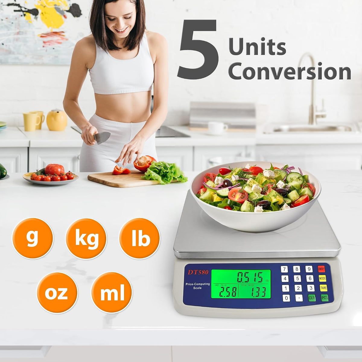 Large Digital Kitchen Scale 40kg/88lb Stainless Steel Price Computing Scale Counting Scale Deli Scale with LCD