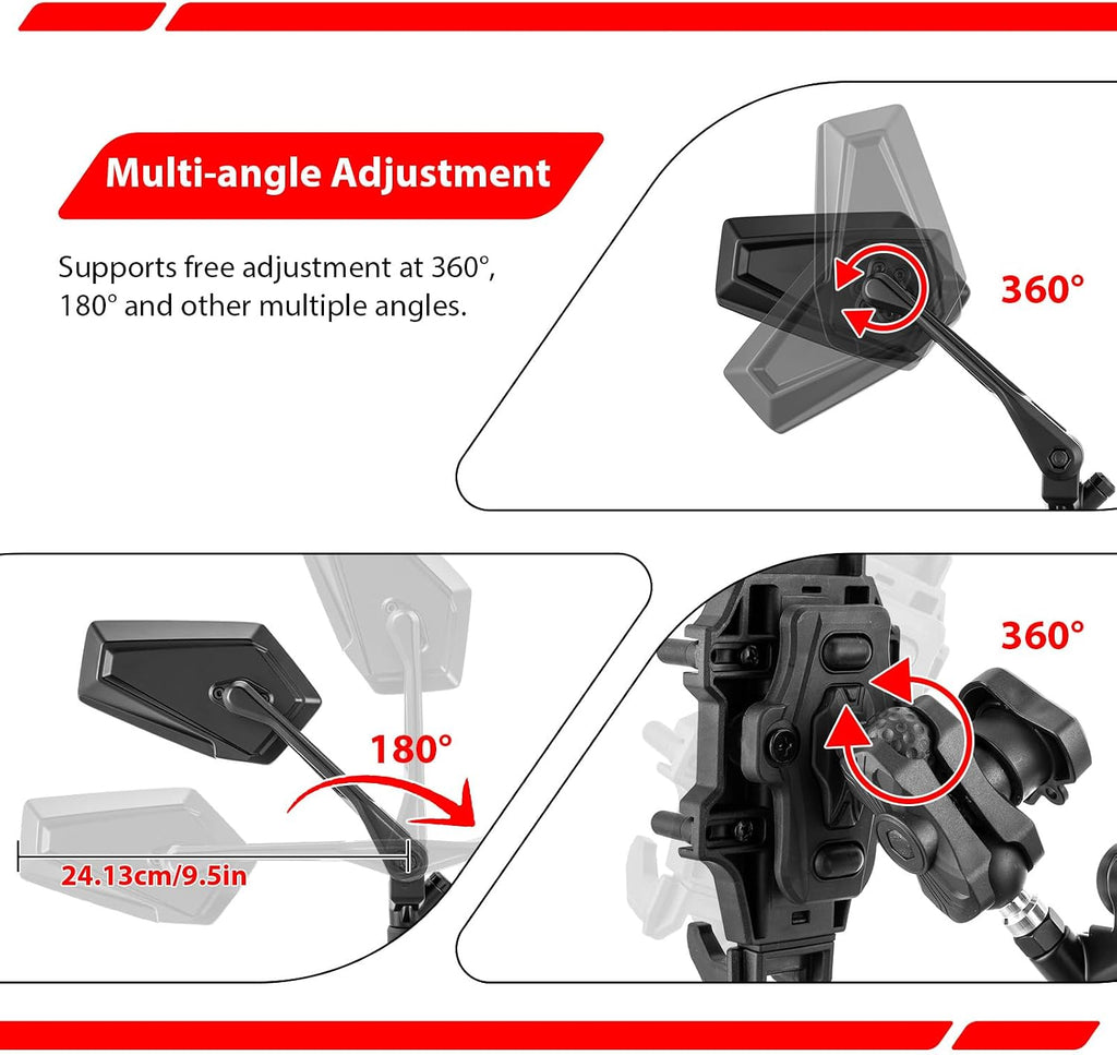 Motorcycle Mirrors with a Phone Holder Fit for Most Motorcycle | RearView Mirror with Phone Mounts Fit for ADV Fits
