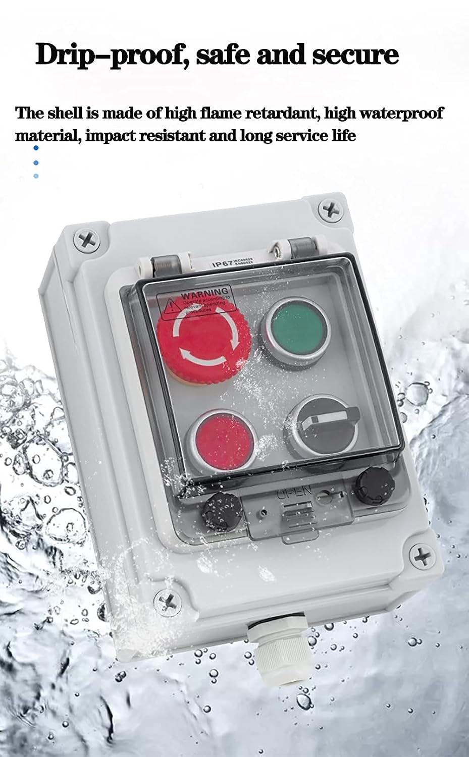 Red Stop Green Start Momentary Push Button Box IP67 22mm with Safety Cover