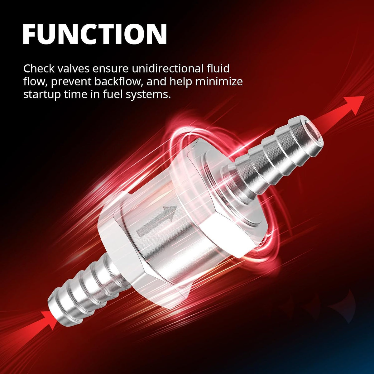 EVIL ENERGY 1/2" Fuel Check Valve One Way Inline Non Return Diesel Gasoline Silver (12mm OD,2PCS)