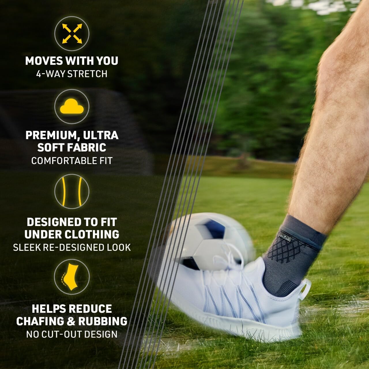 Premium Compression Ankle Sleeve, Advanced Compression Sleeve with Low-Profile Construction, Moisture Wicking Knit