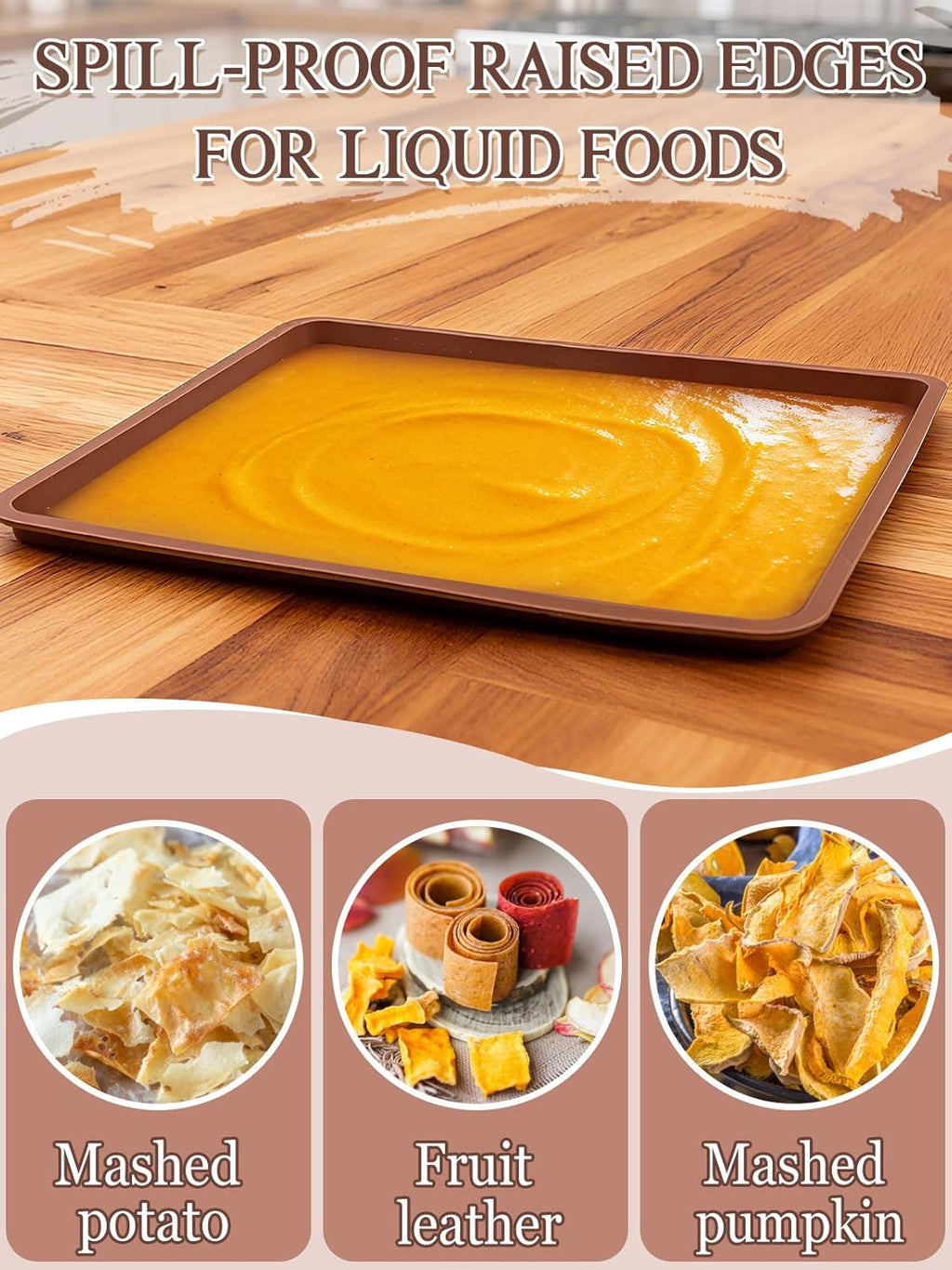 4PCS Silicone Food Dehydrator Sheets with Edge, Non-stick Tray Liner | Compatible with Cosori 12" x 11" Trays , High